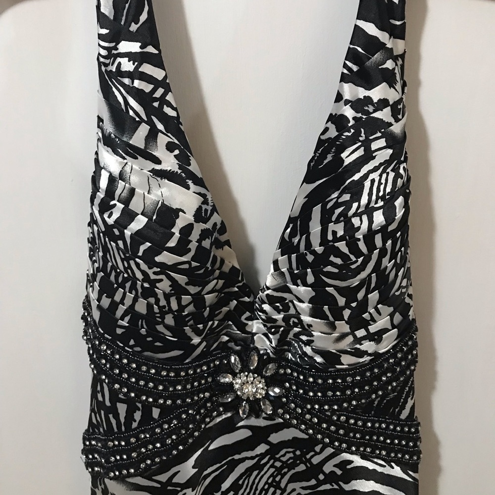 Tiffany Designs Silk Animal Print Formal Gown